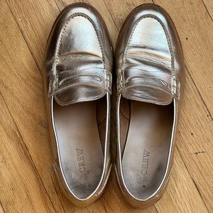 J. Crew metallic gold penny loafers size 7